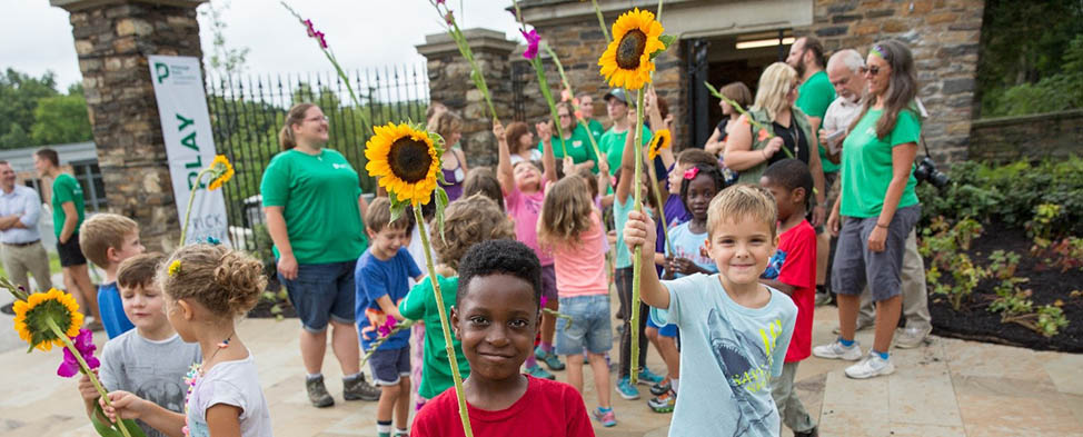 Kids enjoying the day at the grand opening of the Frick Environmental Center.